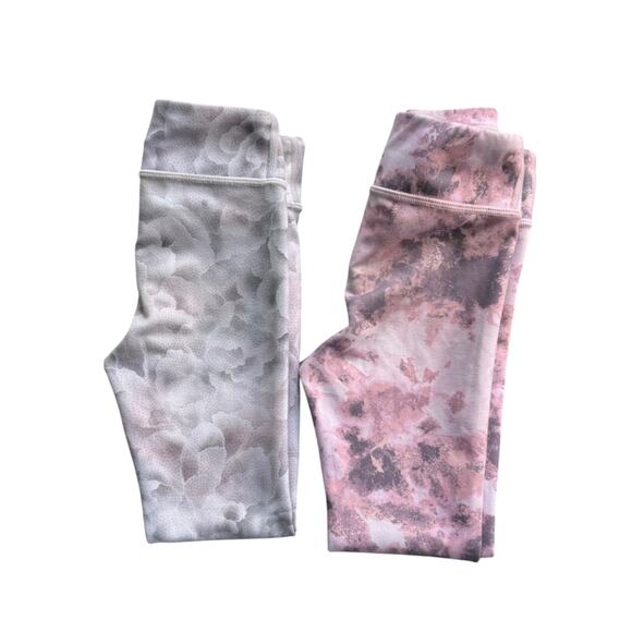 Athleta Girls High Rise Chit Chat Legging Marbled Pink Gray Youth XS Set 2 Pairs - Picture 1 of 8